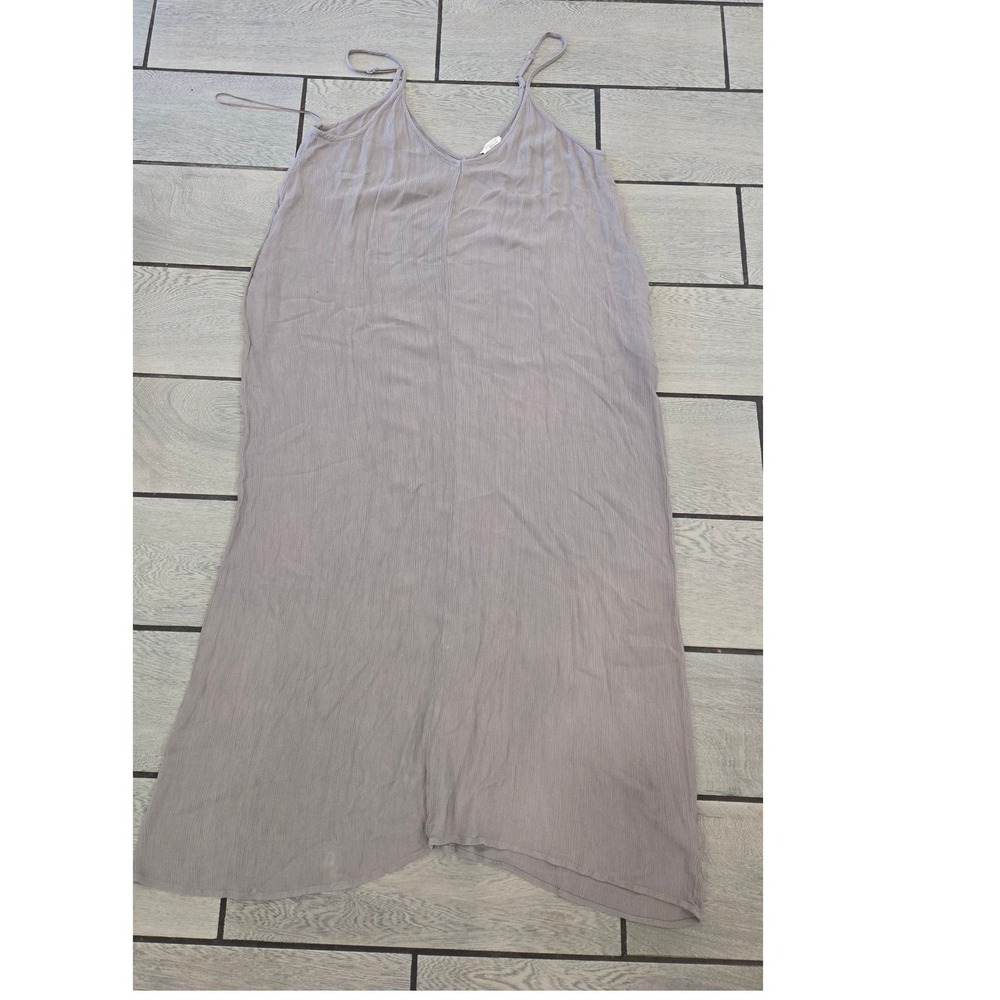 Lovestitch Gauze Midi Dress Plus Size 1X 2X Gray V-Neck Adjustable Straps Rayon